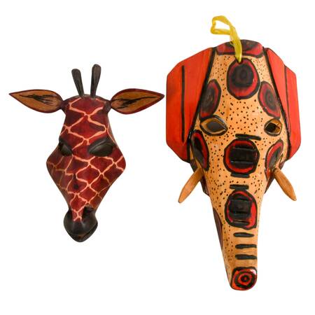 Pair of Hand-Carved Wooden Savanna Animals