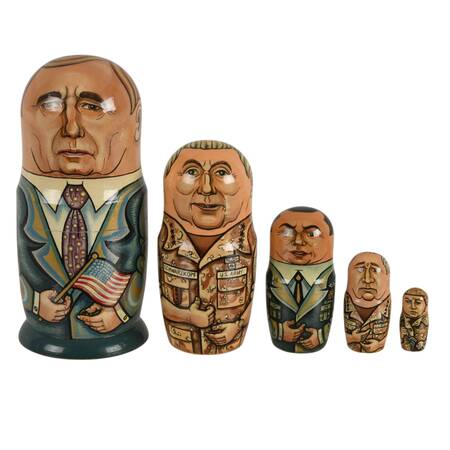 Hand-Painted American Political Leaders Matryoshka Wooden Doll Set