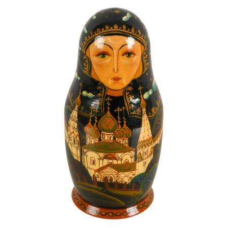 Vintage Russian Nesting Doll Depicting a Cathedral