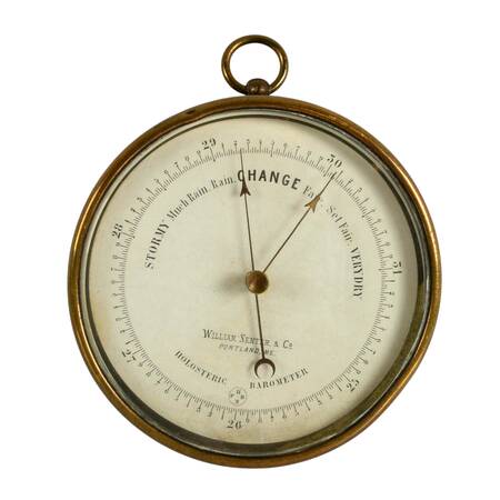 19th-Century William Senter & Co. Brass Barometer