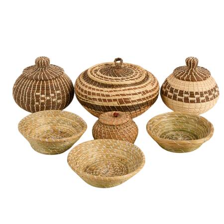 Collection of Seven Native American Hand-Woven Baskets