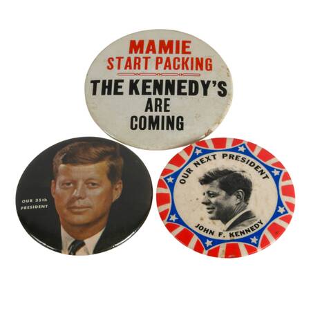 Trio of Vintage John F. Kennedy Campaign Buttons