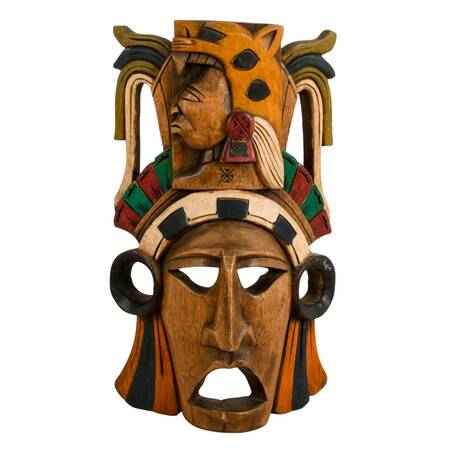 Hand-Carved Mayan-Inspired Wooden Mask