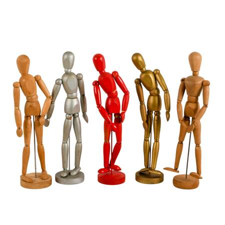 Set of Five Vintage Wooden Art Manikin Figures