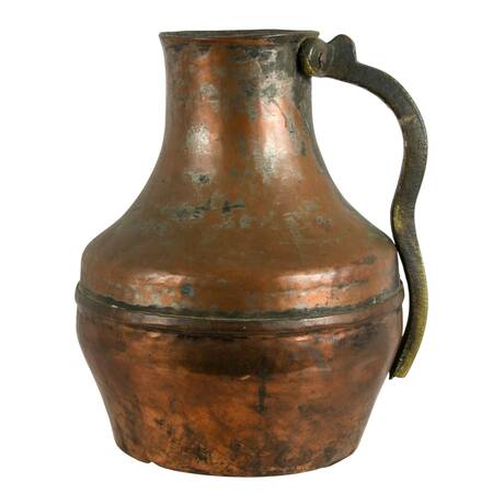 Antique Hammered Copper and Bronze Water Jug