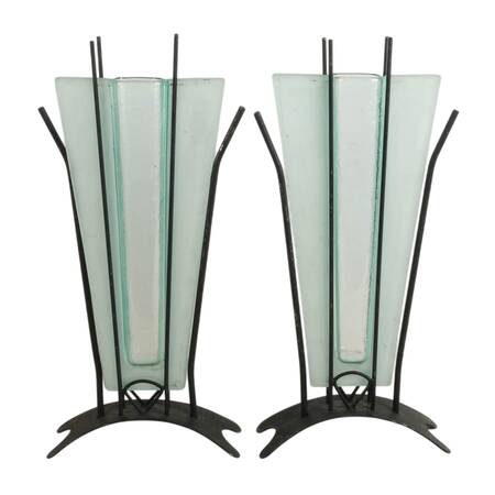 Pair of Avant-Garde Column Glass Vases