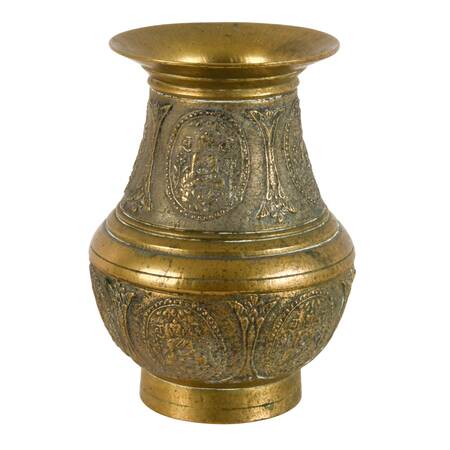 Antique Nepalese Brass Ceremonial Amkhora Vase