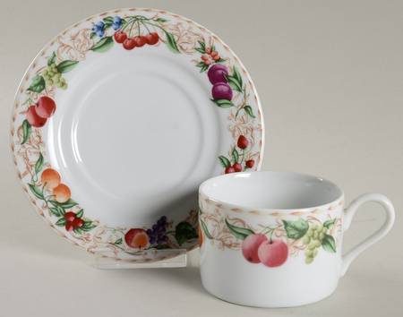 Florentine Fruit Flat Cup & Saucer Set
