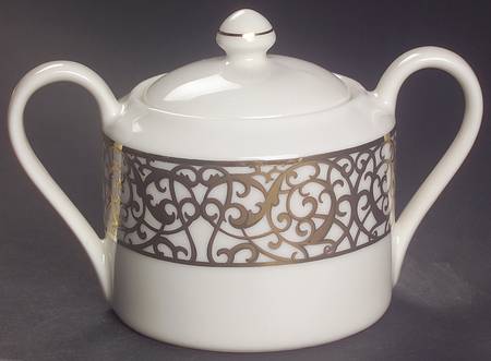 Florentine Gold Scroll Sugar Bowl & Lid