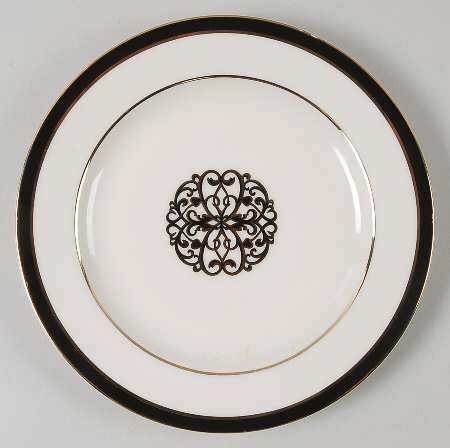 Florentine Scroll Black Salad Plate