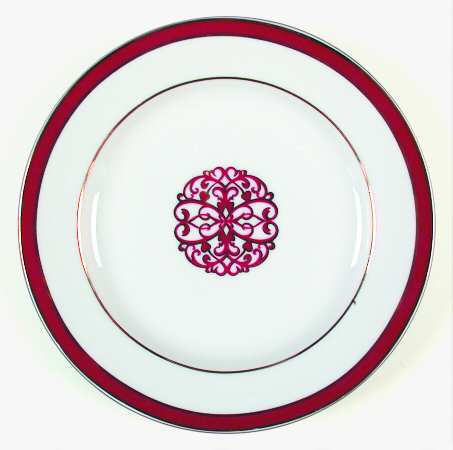 Florentine Scroll Burgundy Salad Plate