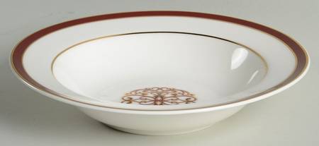 Florentine Scroll Burgundy Large Rim Soup Bowl