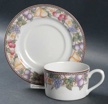 Fruit N' Flowers Flat Cup & Saucer Set