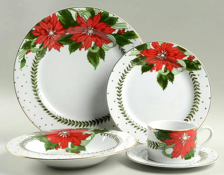 Poinsettias 5 Piece Place Setting