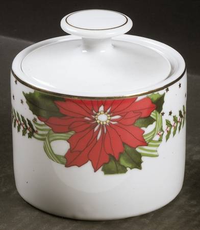 Poinsettias Sugar Bowl & Lid