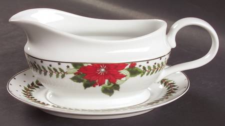 Poinsettias Gravy Boat & Underplate