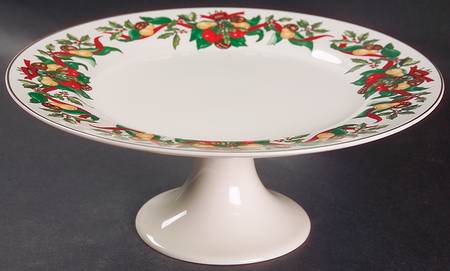 Christmas Bounty 10" Diameter Pedestal Cake Stand