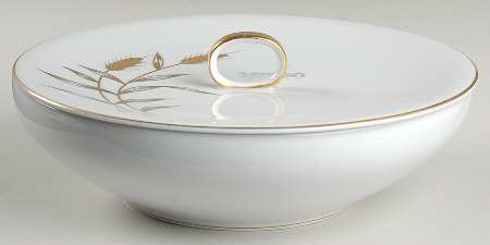 Golden Leaf Round Covered Vegetable