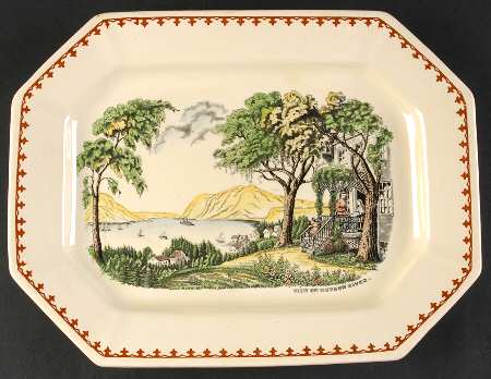 American Ways & Days (Brown Fleur Ring) 11" Oval Serving Platter