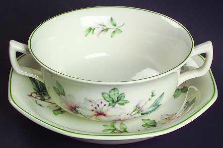 Azalea Flat Cream Soup Bowl & Saucer Set