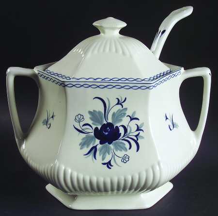 Baltic Blue (Newer, White) Tureen & Lid w/Ladle
