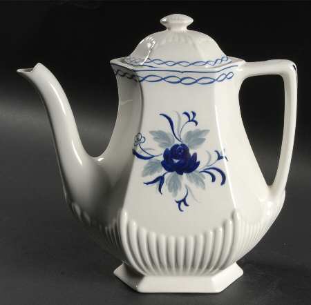 Baltic Blue (Newer, White) Mini Coffee Pot & Lid