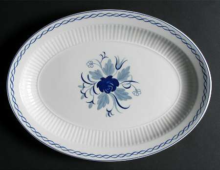 Baltic Blue (Newer, White) 13" Oval Serving Platter