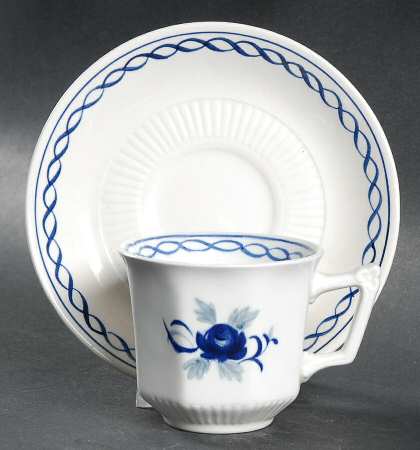 Baltic Blue (Newer, White) Flat Demitasse Cup & Saucer Set
