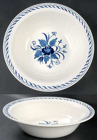 Baltic Blue (Newer, White) 9" Round Vegetable Bowl