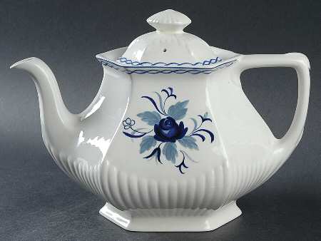 Baltic Blue (Newer, White) Teapot & Lid