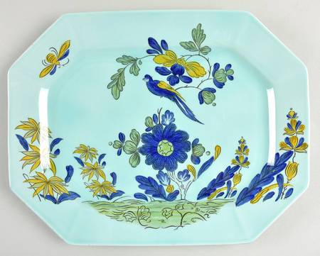 Blue Parrot (Celadon) 14" Oval Serving Platter