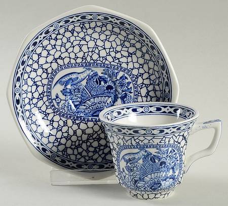 Chinese Bird Flat Demitasse Cup & Saucer Set