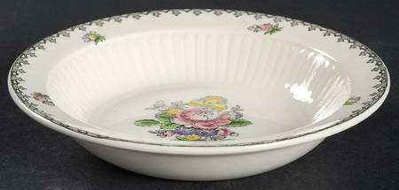 Chelsea Garden (Black Rim) Fruit/Dessert (Sauce) Bowl