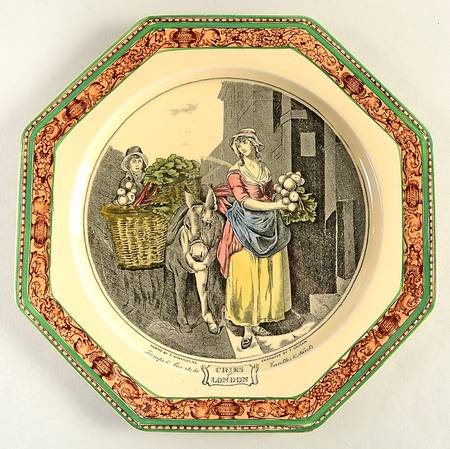 Cries of London (Green & Brown rim) Octagonal Luncheon Plate