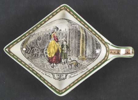 Cries of London (Green & Brown rim) Small Diamond Shape Ashtray