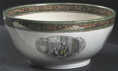 Cries of London (Green & Brown rim) 10" Chinese Bowl