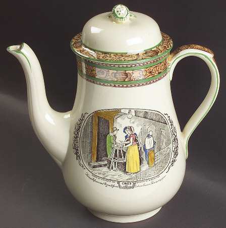 Cries of London (Green & Brown rim) Coffee Pot & Lid