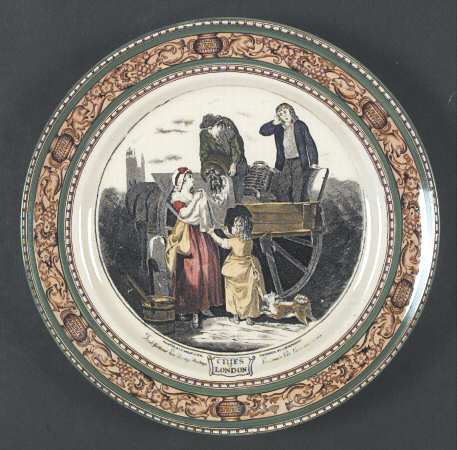 Cries of London (Green & Brown rim) Dinner Plate