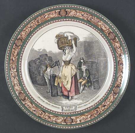 Cries of London (Green & Brown rim) Dinner Plate