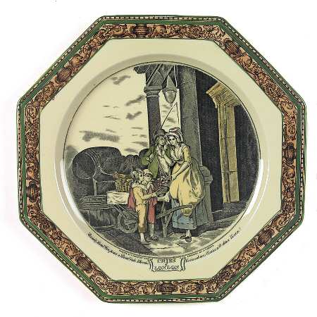 Cries of London (Green & Brown rim) Octagonal Luncheon Plate