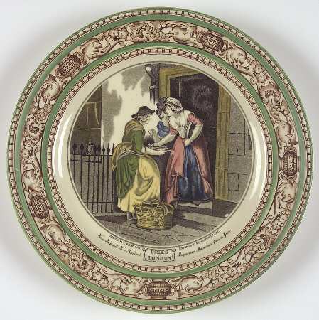 Cries of London (Green & Brown rim) Salad Plate
