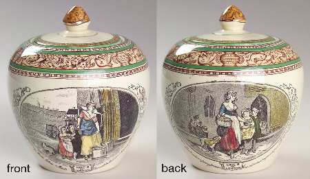 Cries of London (Green & Brown rim) Sugar Bowl & Lid