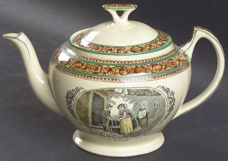 Cries of London (Green & Brown rim) Teapot & Lid