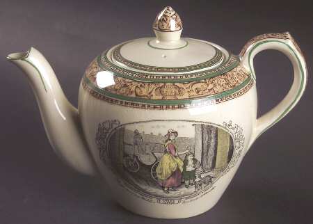 Cries of London (Green & Brown rim) Small Teapot & Lid