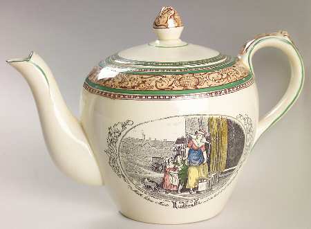 Cries of London (Green & Brown rim) Mini Teapot & Lid