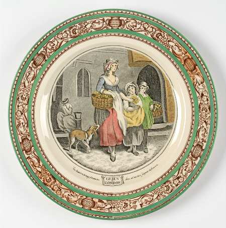 Cries of London (Green & Brown rim) Dinner Plate