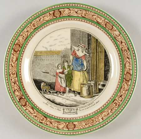Cries of London (Green & Brown rim) Dinner Plate