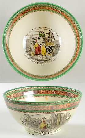 Cries of London (Green & Brown rim) 6" Chinese Bowl