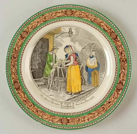 Cries of London (Green & Brown rim) Dinner Plate