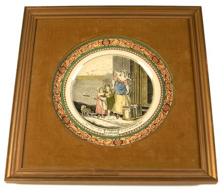 Cries of London (Green & Brown rim) Framed Dinner Plate
